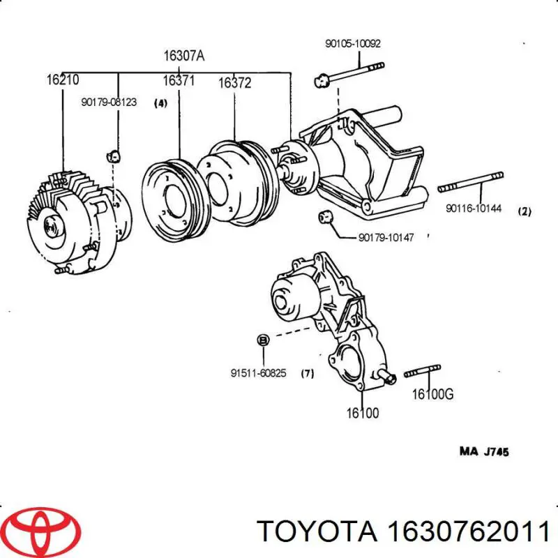 1630762011 Toyota вискомуфта, вязкостная муфта вентилятора охолодження