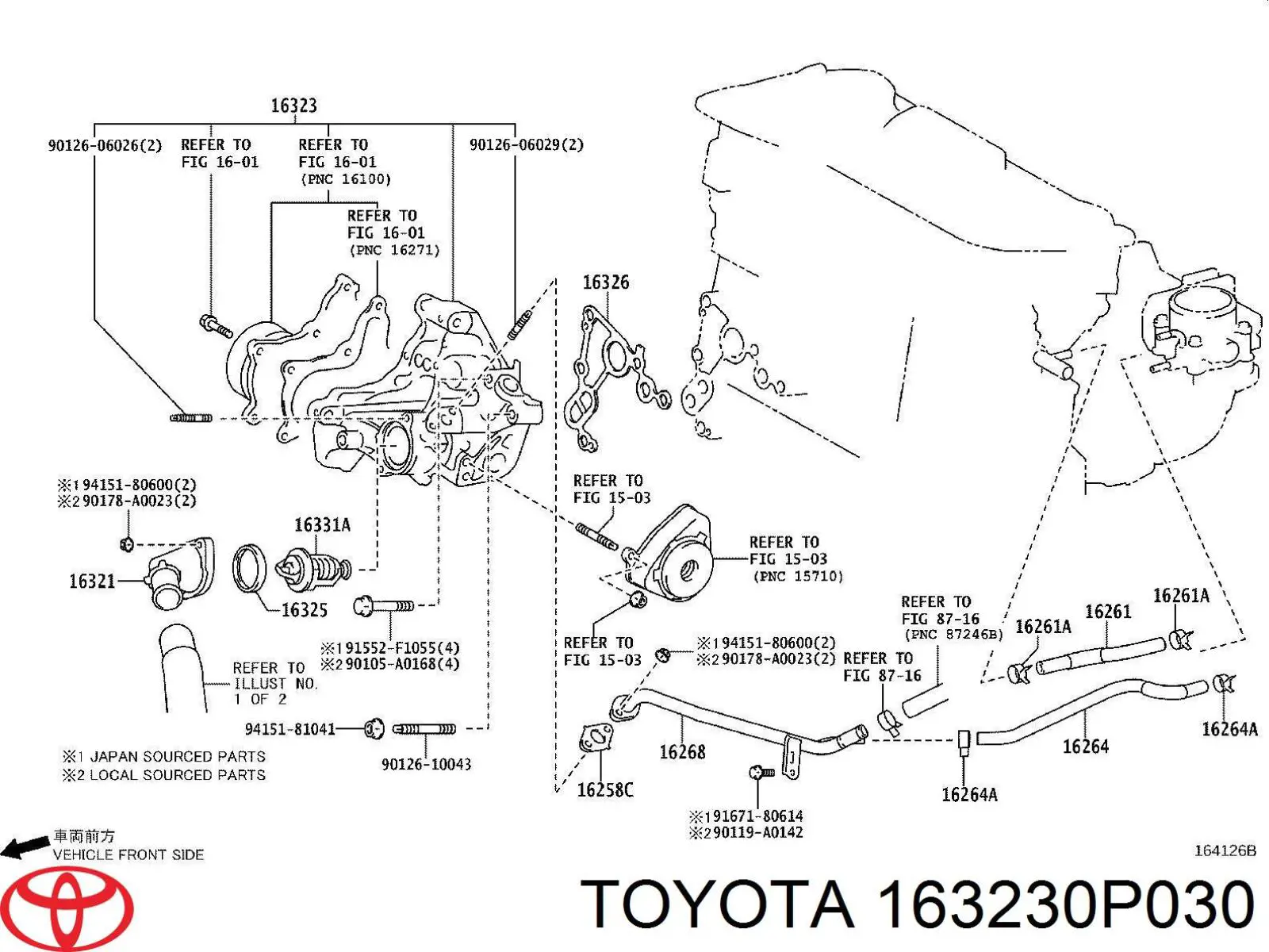 Кожух термостата Toyota 163230P030 ціна, від 25.31 USD