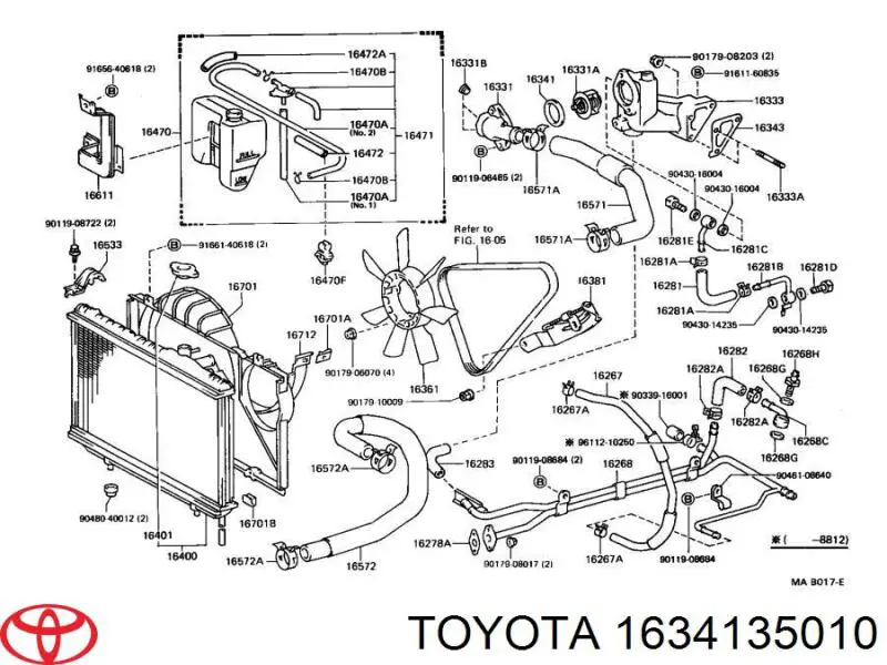 Прокладка корпусу термостата Toyota 1634135010 ціна, від 1.46 USD