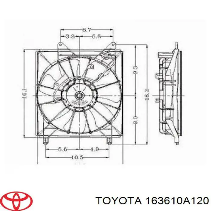 Вентилятор / крильчатка радіатора охолодження, лівий Toyota 163610A120 ціна, від 101.21 USD