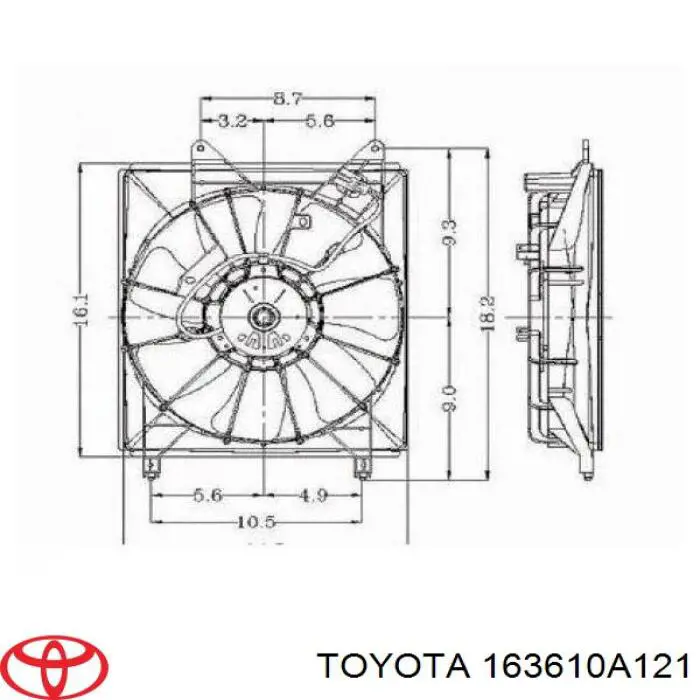 Купити 163610A121 Toyota Вентилятор/крильчатка радіатора охолодження, лівий