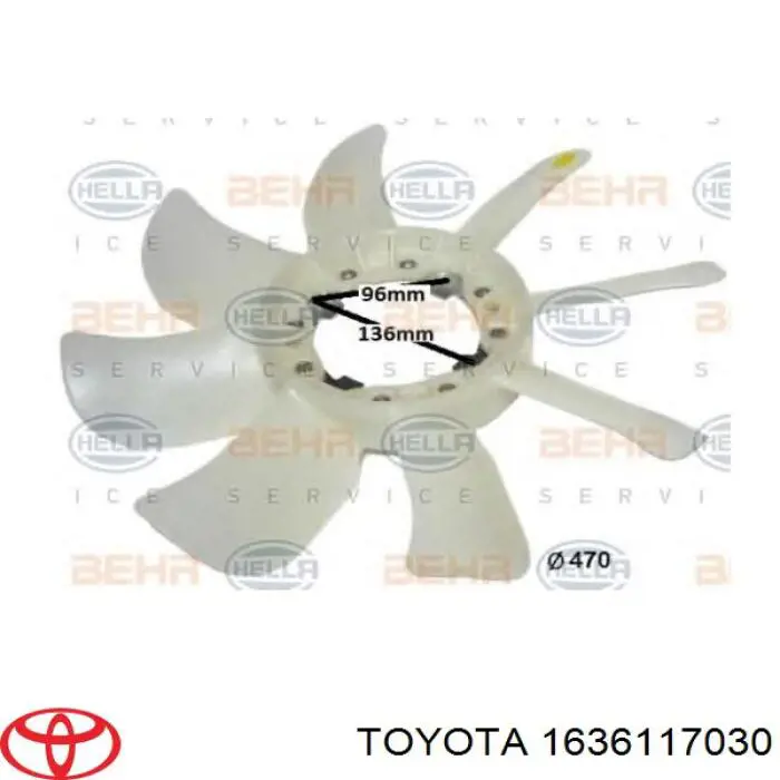 1636117030 Toyota Вентилятор / крильчатка радіатора охолодження