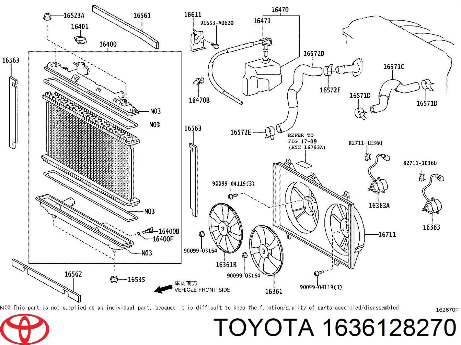 1636128270 Toyota вентилятор/крильчатка радіатора охолодження, правий