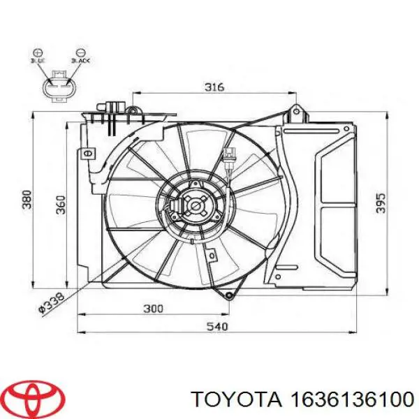 Вентилятор/крильчатка радіатора охолодження, лівий Toyota Camry (V50) (Тойота Камрі)