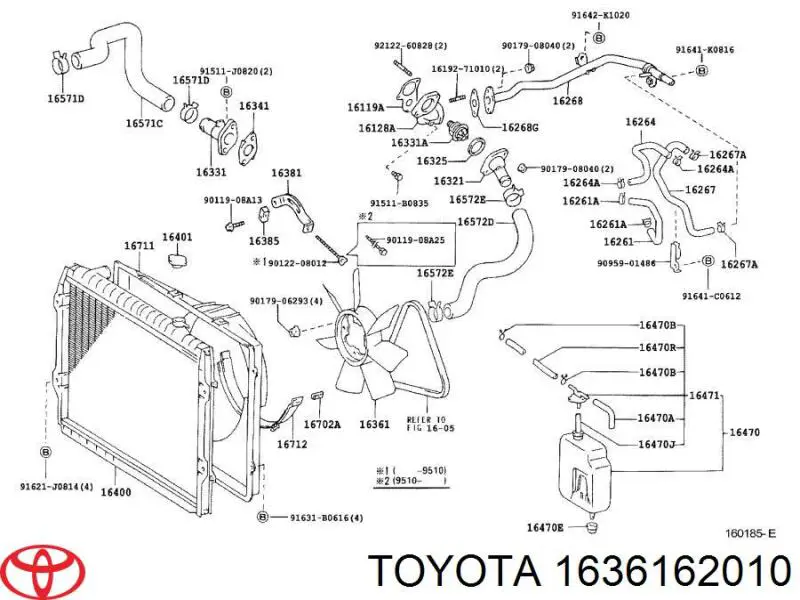 Купити 1636162010 Toyota Вентилятор/крильчатка радіатора охолодження