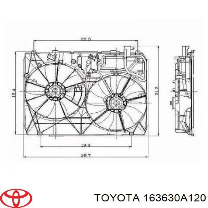 Купити 163630A120 Toyota Двигун вентилятора системи охолодження, лівий