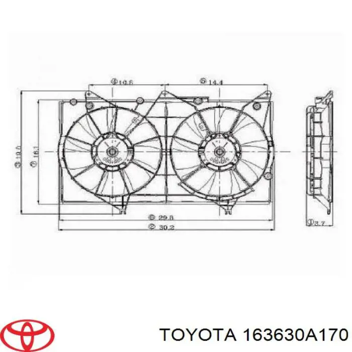 Двигун вентилятора системи охолодження 163630A170 Toyota