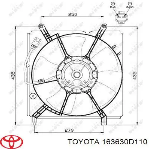 1E10 Toyota Мотор вентилятора системи охолодження, лівий
