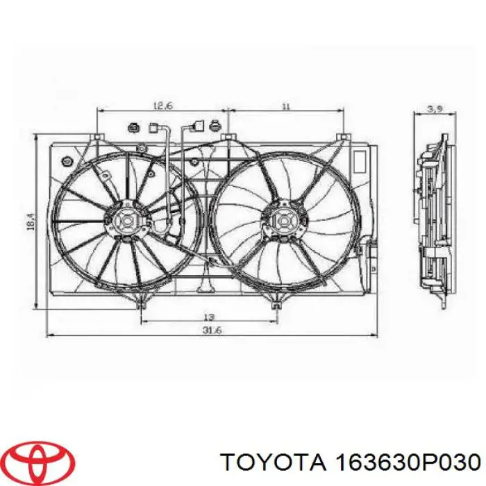 Купити 163630P030 Toyota Двигун вентилятора системи охолодження, правий