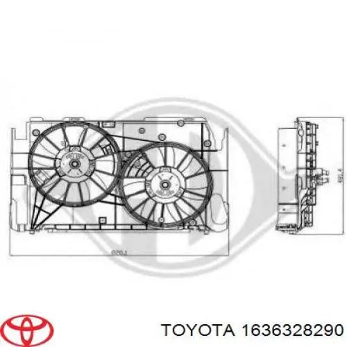 1636328290 Toyota двигун вентилятора системи охолодження, правий
