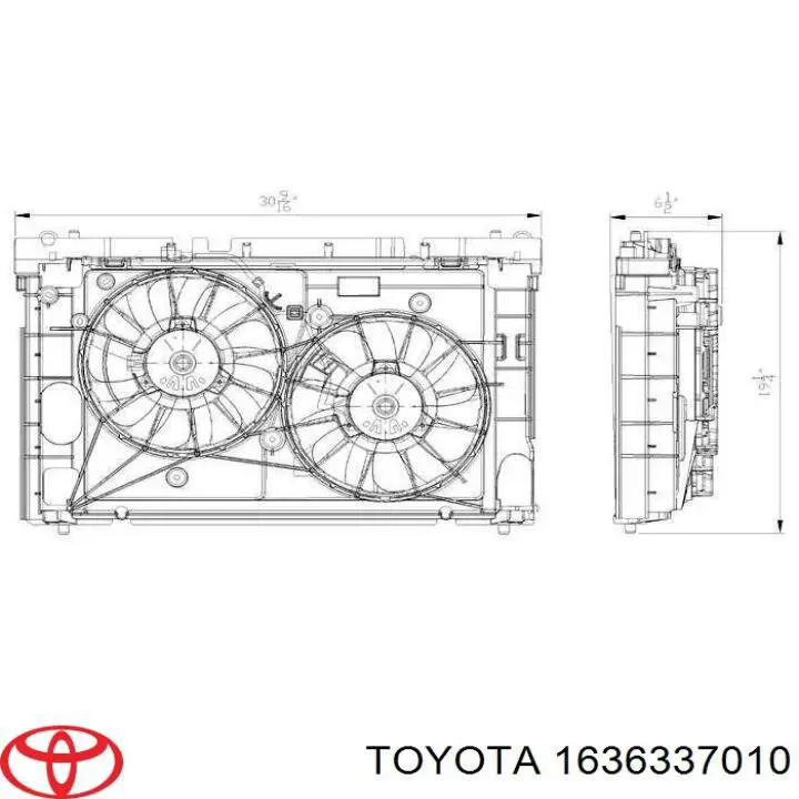 1636337010 Toyota двигун вентилятора системи охолодження, правий