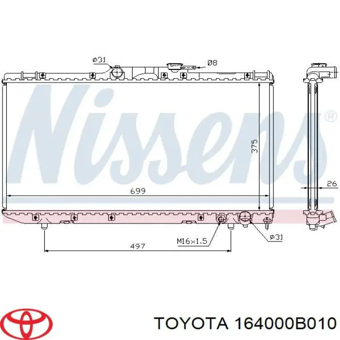 Радіатор основний Toyota 164000B010 ціна, від 69.68 USD