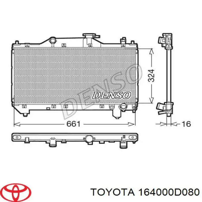 164000D080 Toyota радіатор охолодження двигуна
