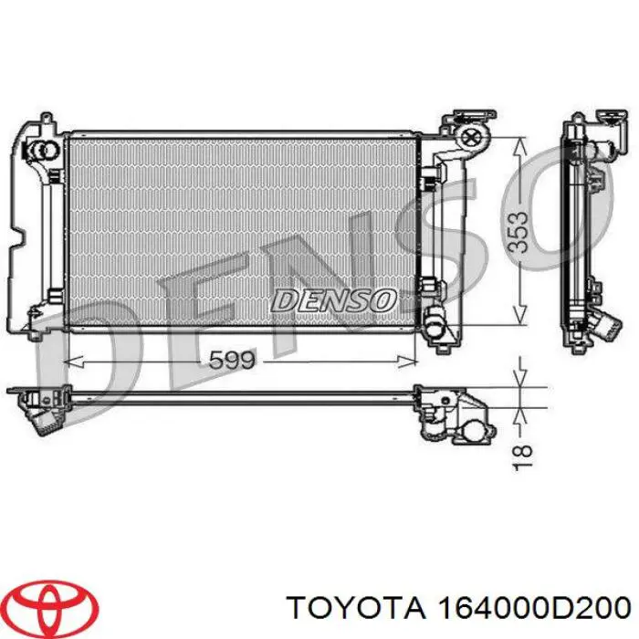 Радіатор охолодження двигуна 164000D200 Toyota