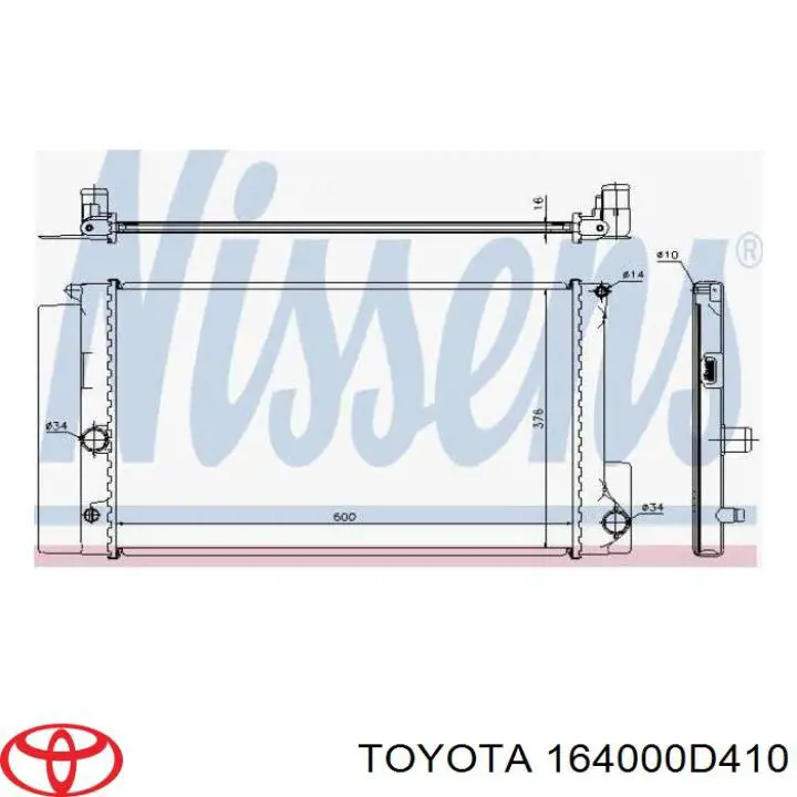 164000D410 Toyota Радіатор охолодження двигуна