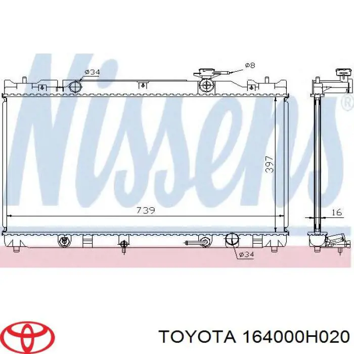 Купити 164000H020 Toyota Радіатор двигуна
