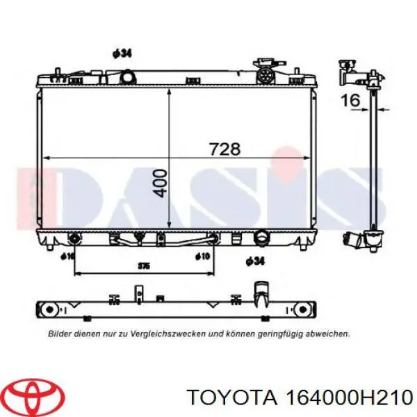 164000H210 Toyota радіатор охолодження двигуна