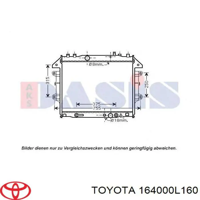 Купити 164000L160 Toyota Радіатор двигуна