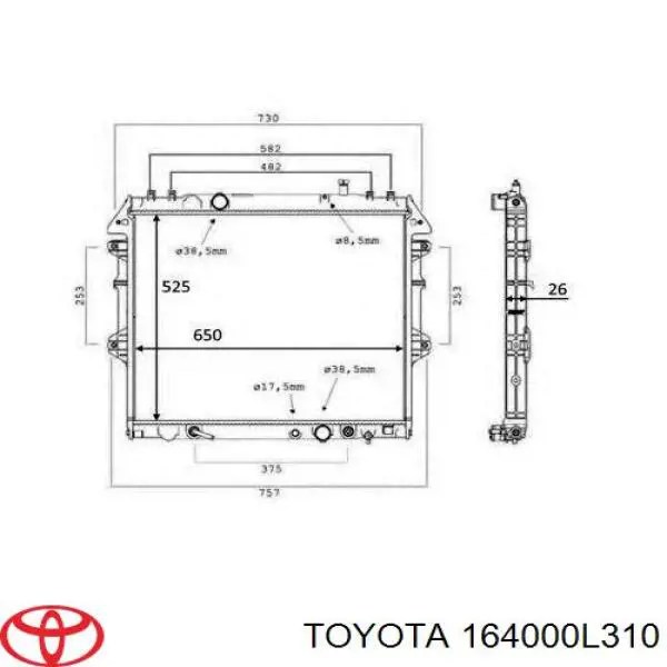 Купити 164000L310 Toyota Радіатор двигуна
