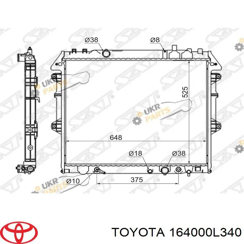 164000L340 Toyota Радіатор охолодження двигуна