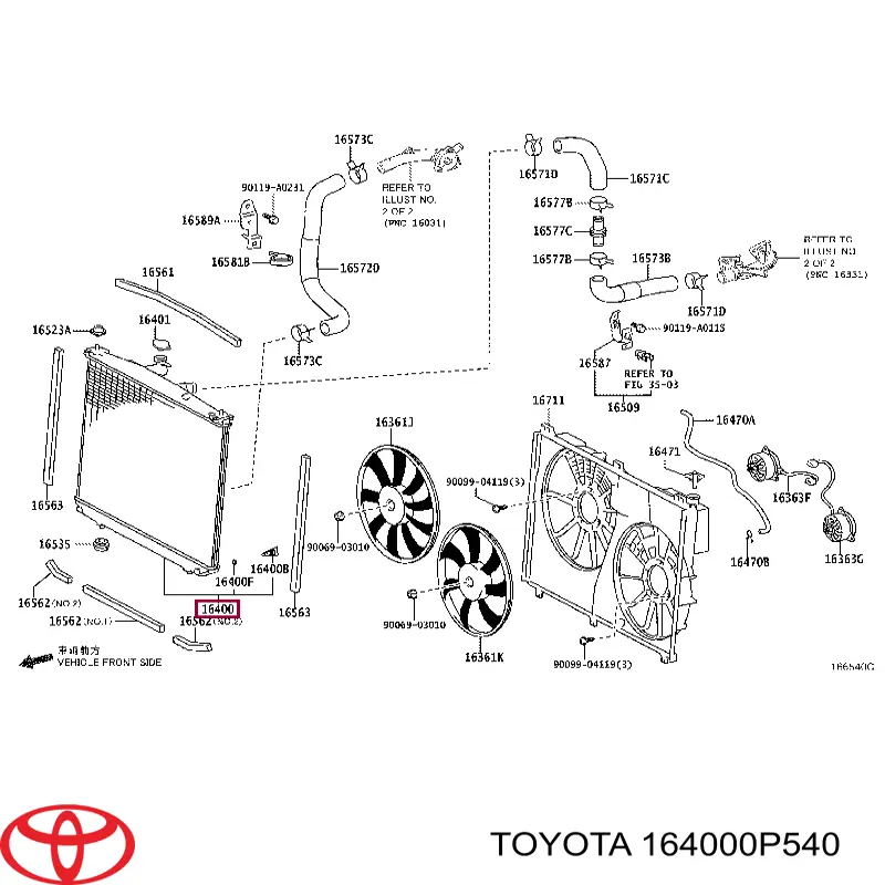 Купити 164000P540 Toyota Радіатор двигуна