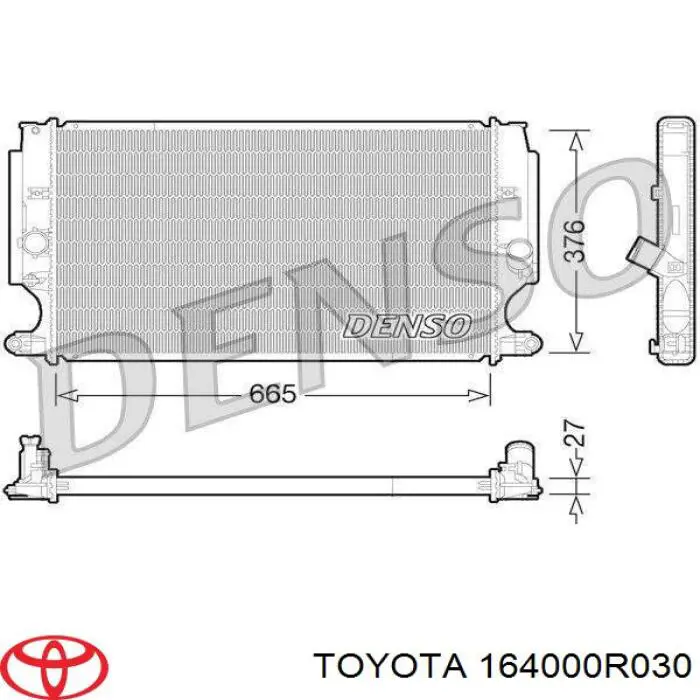 Радіатор охолодження двигуна 164000R030 Toyota