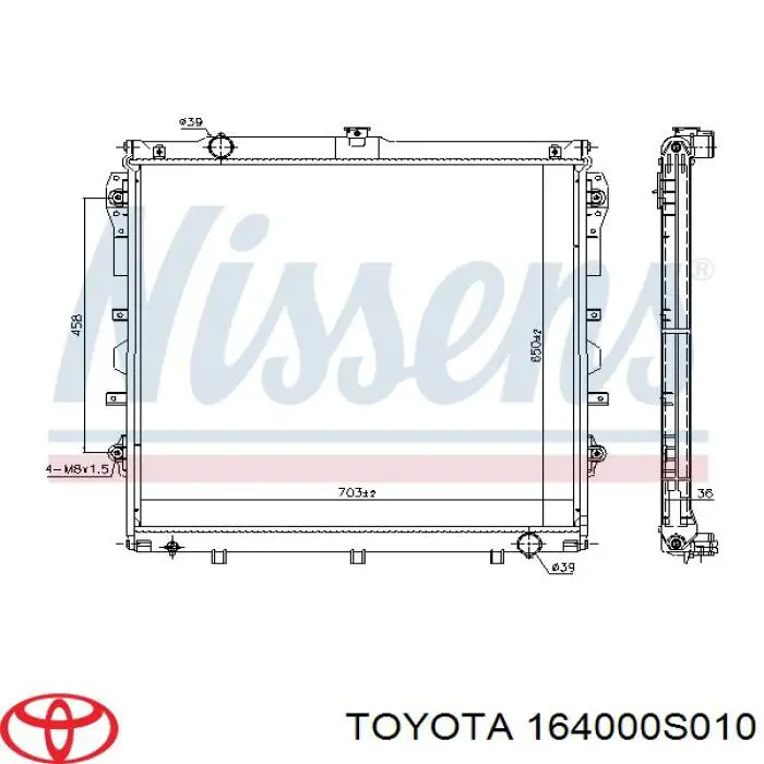 Радіатор охолодження двигуна 164000S010 Toyota