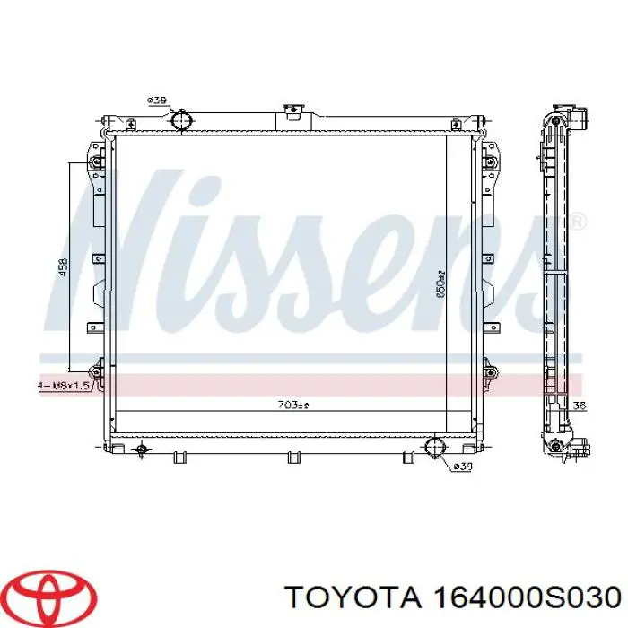 164000S030 Toyota Радіатор охолодження двигуна