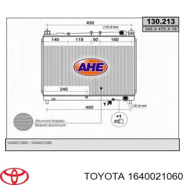 Радіатор основний Toyota 1640021060 ціна, від 46.36 USD