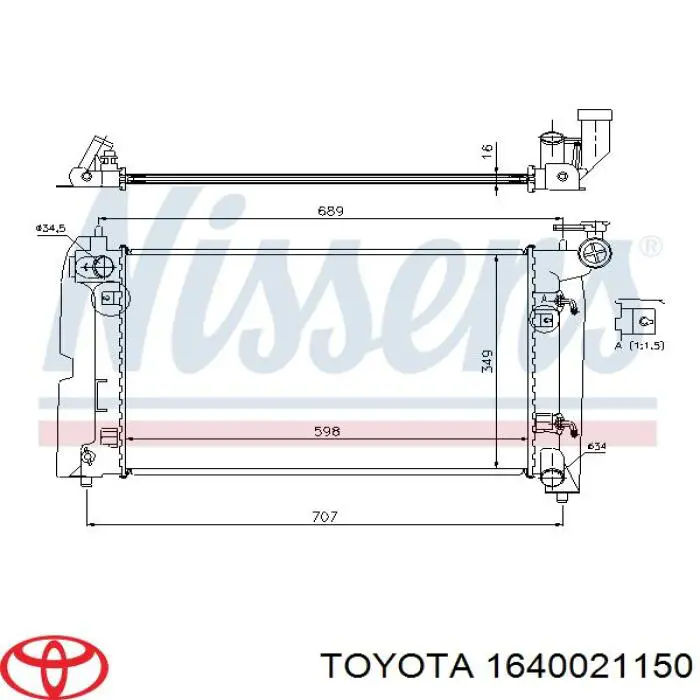 Радіатор охолодження Toyota 1640021150