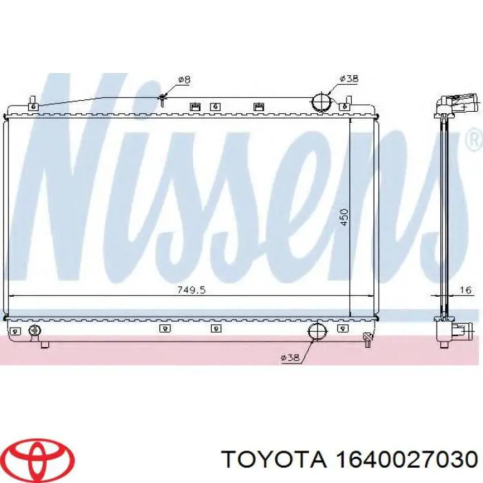 Радіатор основний Toyota 1640027030 ціна, від 309.88 USD