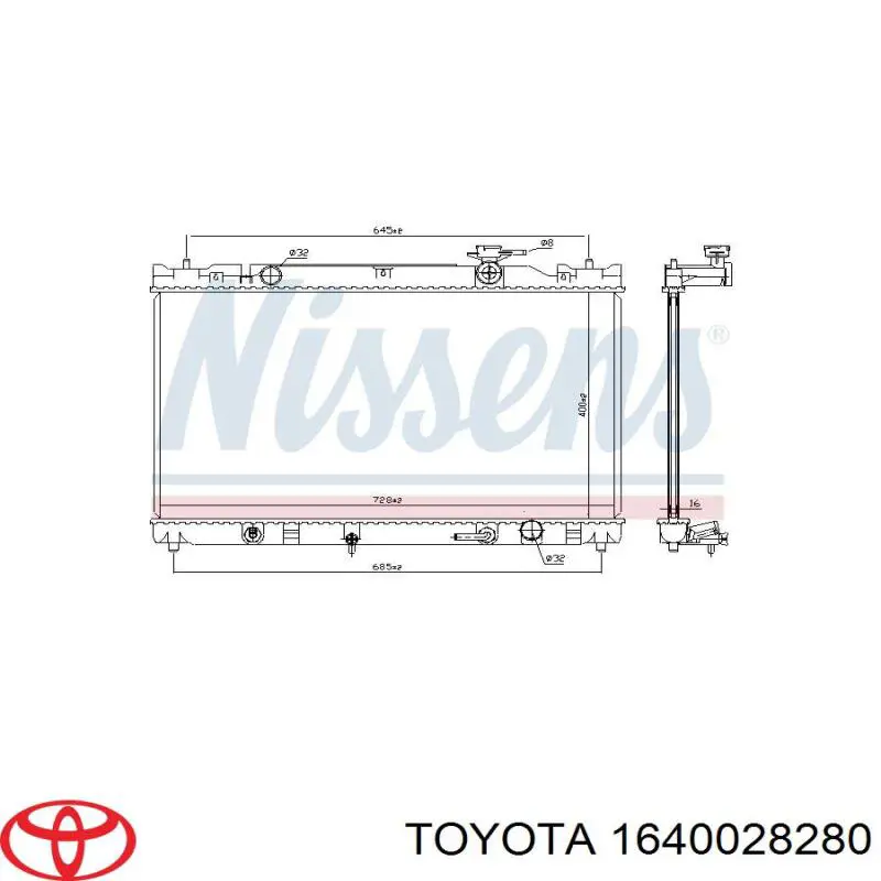 Радіатор охолодження двигуна 1640028280 Toyota