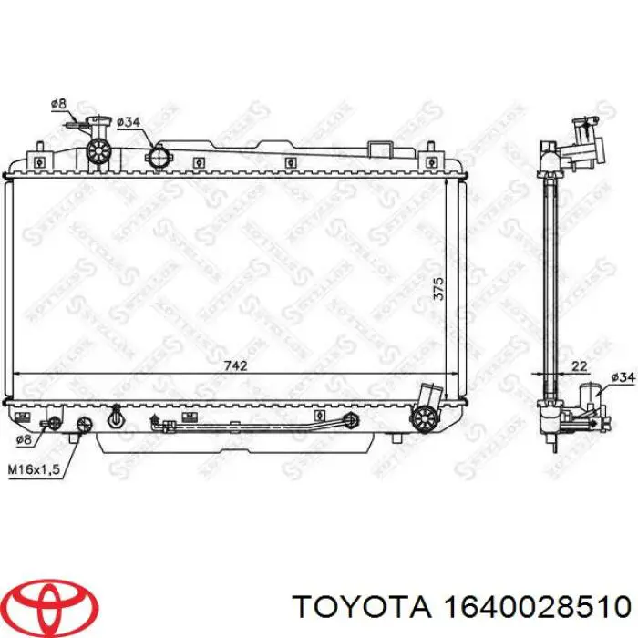Радіатор основний Toyota 1640028510 ціна, від 96.91 USD