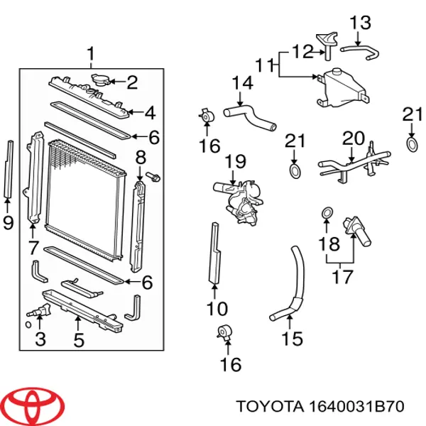 Купити 1640031B70 Toyota Радіатор двигуна