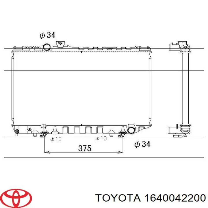 Купити 1640042200 Toyota Радіатор двигуна