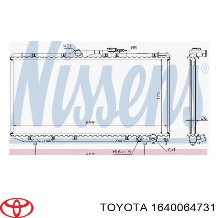 Радіатор основний Toyota 1640064731 ціна, від 69.71 USD