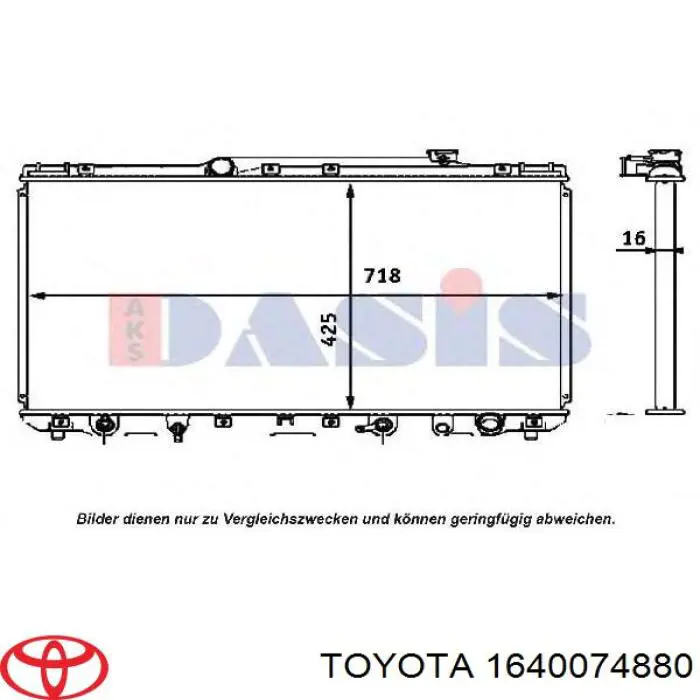 Радіатор охолодження двигуна 1640074880 Toyota