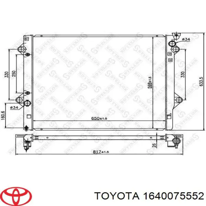 Радіатор основний Toyota 1640075552 ціна, від 559.82 USD