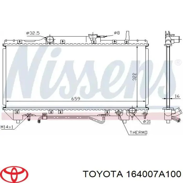 Радіатор охолодження двигуна 164007A100 Toyota