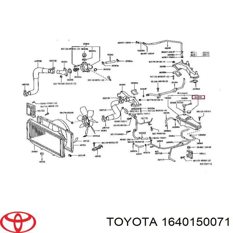 Кришка/пробка радіатора 1640150071 Toyota