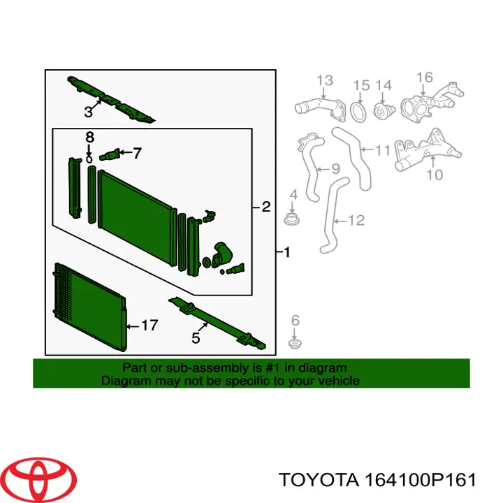 164100P160 Toyota радіатор охолодження двигуна