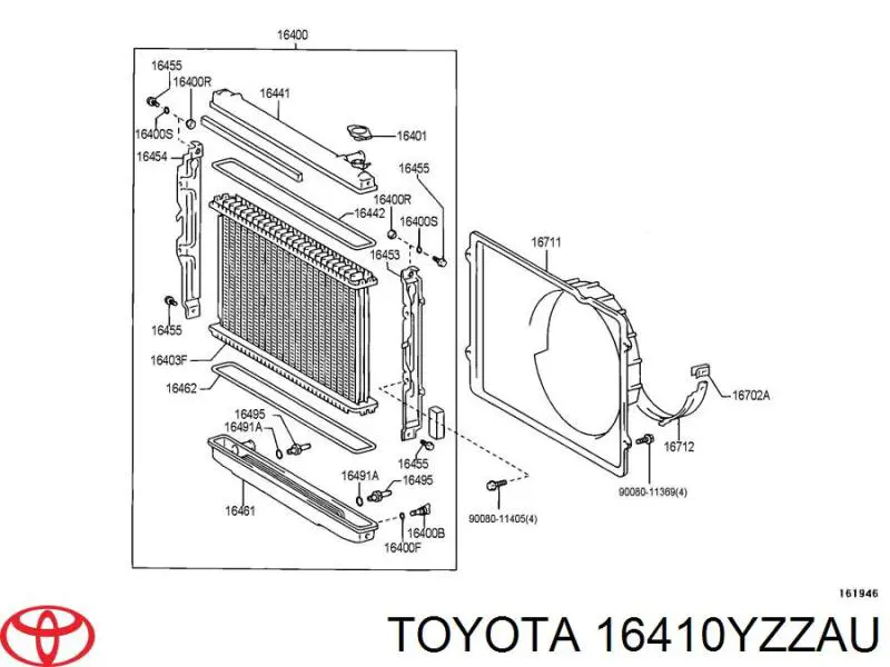 Купити 16410YZZAU Toyota Радіатор двигуна