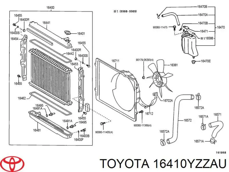 16410YZZAU Toyota Радіатор охолодження двигуна