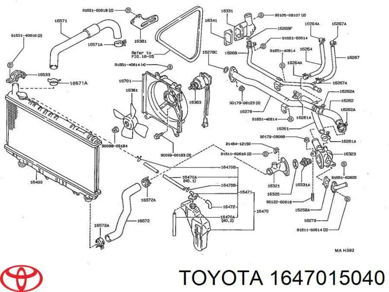 Купити 1647015040 Toyota Водяний бачок системи охолодження