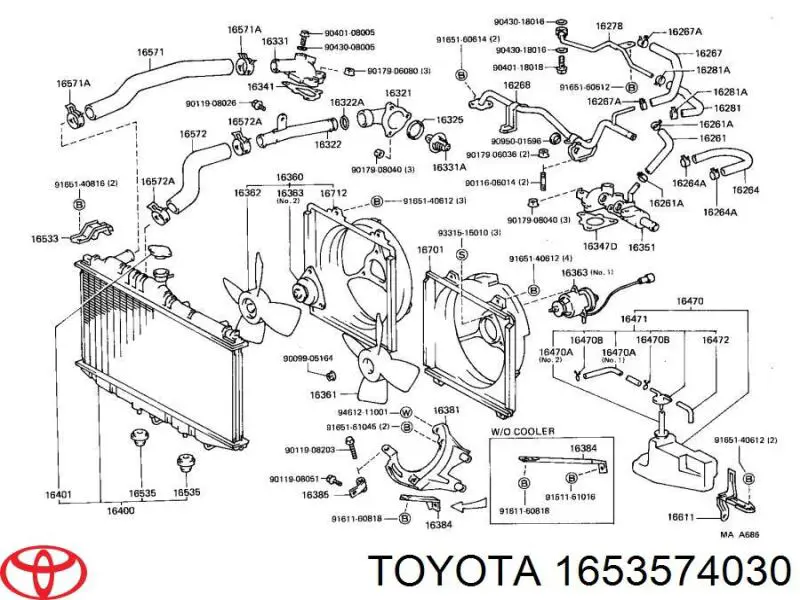 Купити 1653574030 Toyota Супорт радіатора верхній/монтажна панель кріплення фар