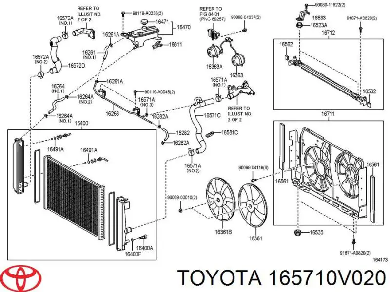 165710V020 Toyota Шланг/патрубок радіатора охолодження, нижній