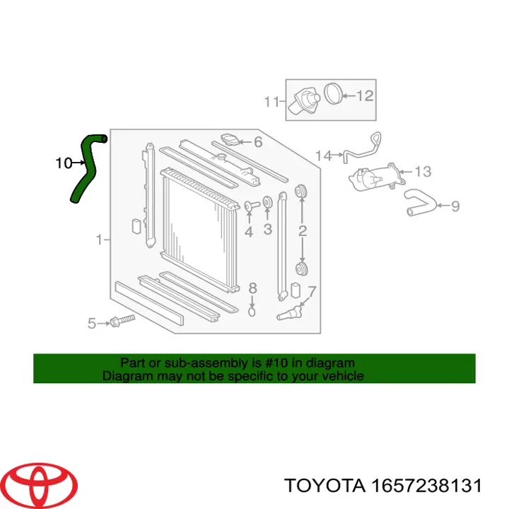 1657238131 Toyota Шланг/патрубок радіатора охолодження, нижній