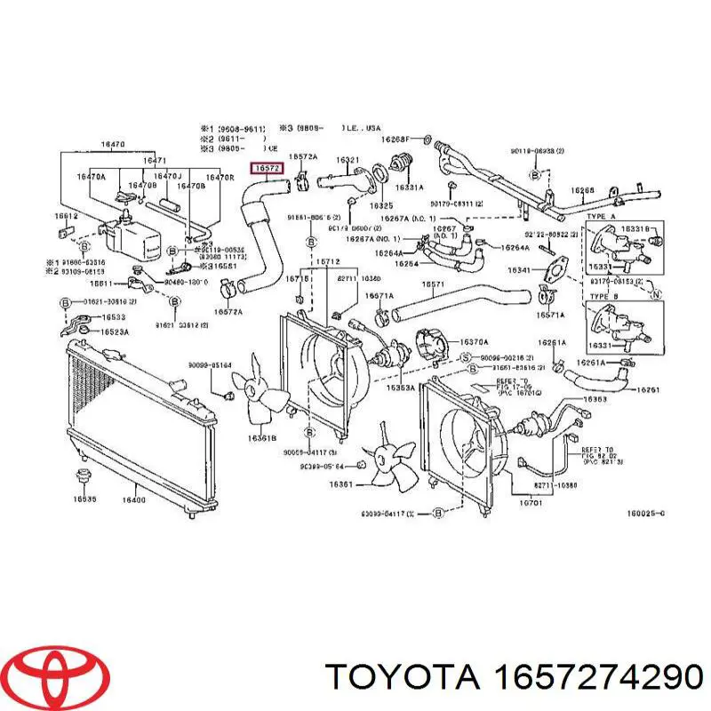 Шланг/патрубок радіатора охолодження, нижній на Toyota Camry (V20)