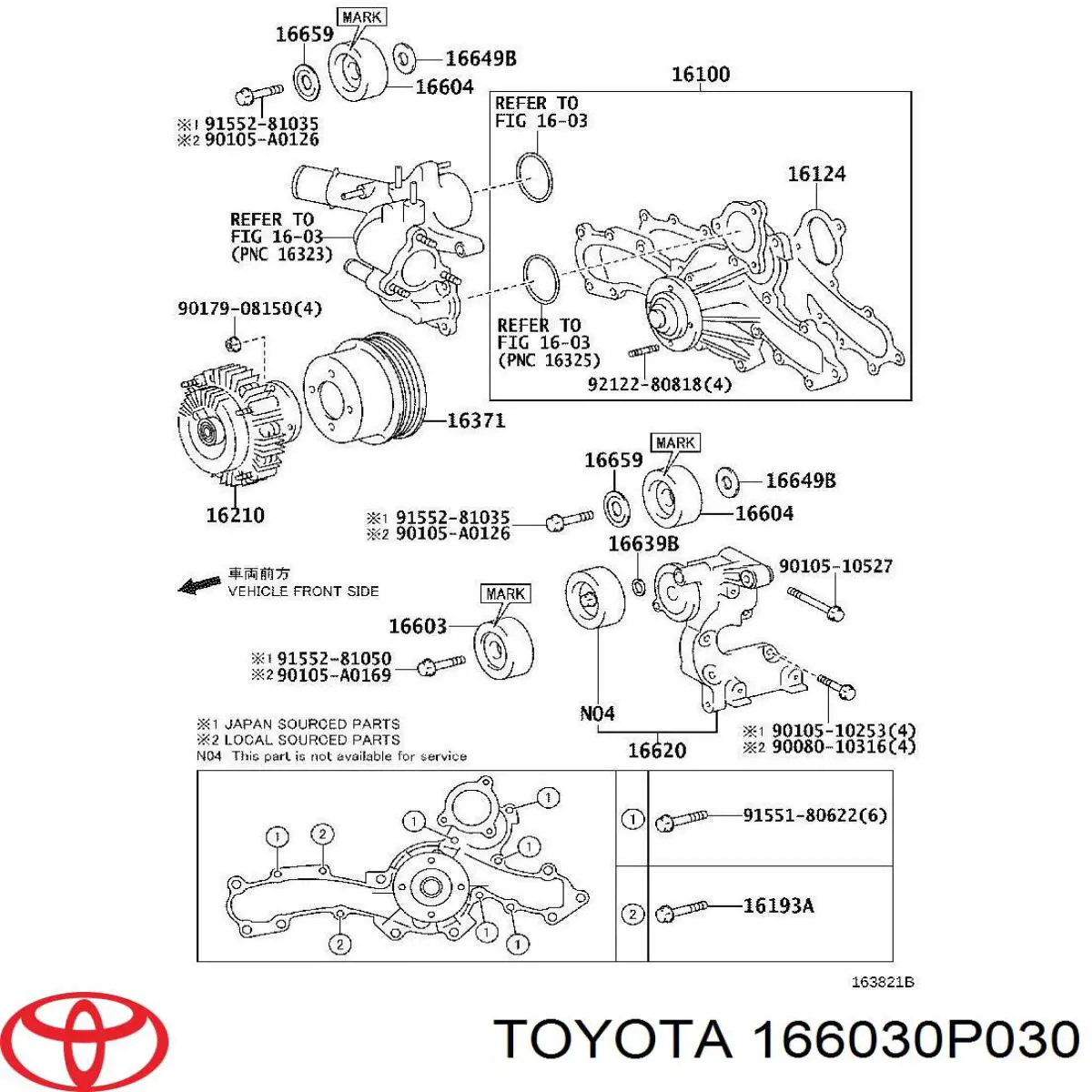 Натяжний ролик Toyota 166030P030 ціна, від 38.75 USD