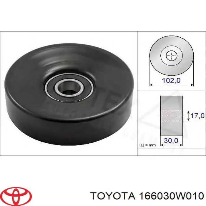 166030W010 Toyota ролик натягувача приводного ременя